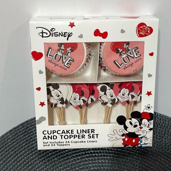 Disney Mickey & Minnie Cupcake Liners, Toppers, Cupcake stand, Cookie stamps NWT - Picture 4 of 8